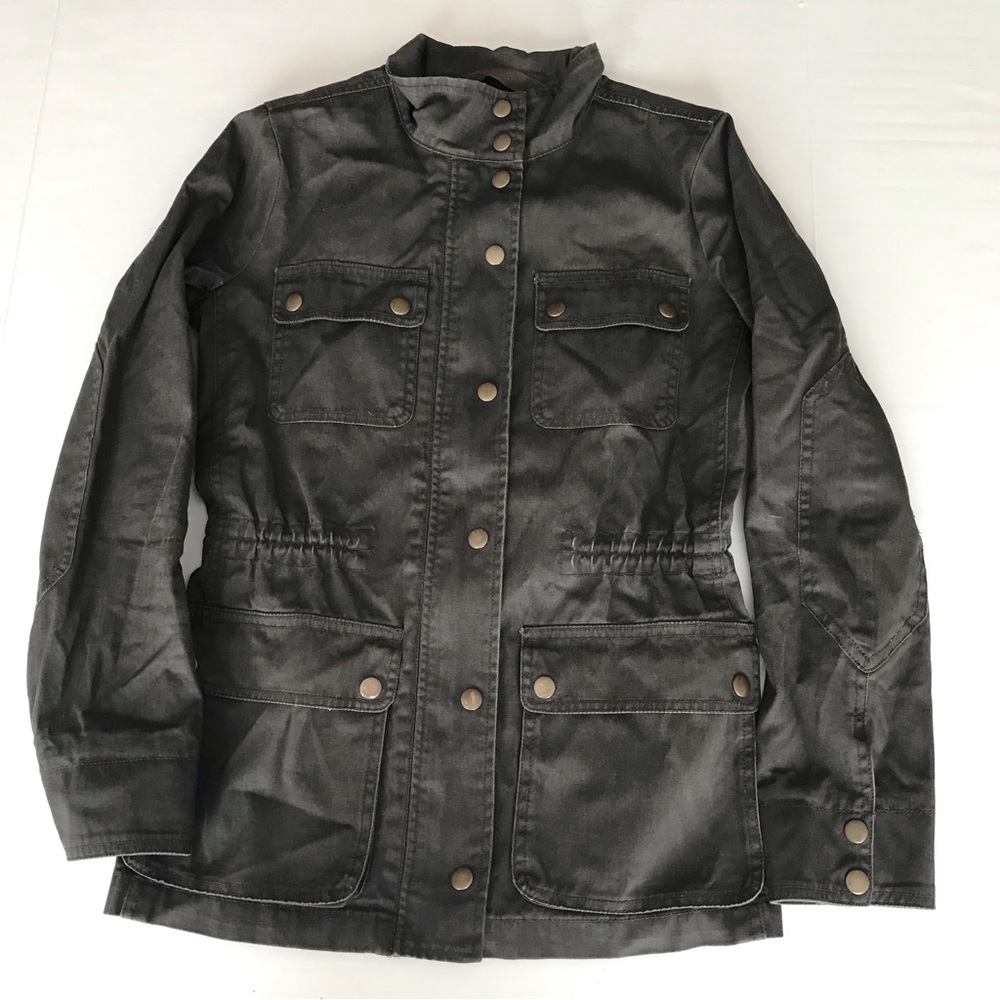 J. Crew Womens Size XXS Green Relaxed Boyfriend Field Jacket Zip Snap Closure.